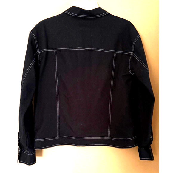 Vintage VANS Canvas Jacket Womens Black Medium Black with White Stitching EUC - Picture 3 of 8